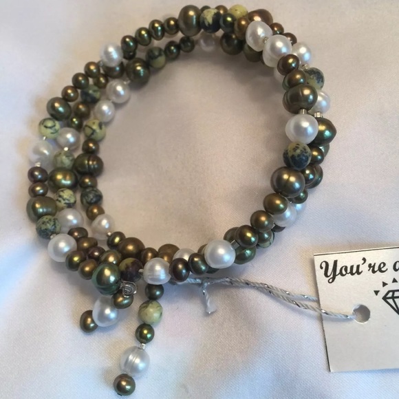 pearl and turquoise bracelet earrings - Picture 2 of 5